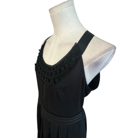 ANN TAYLOR LOFT Black Ribbon Tie Back Bow Sizes 8 Button Sleeveless Midi Party - Picture 4 of 7